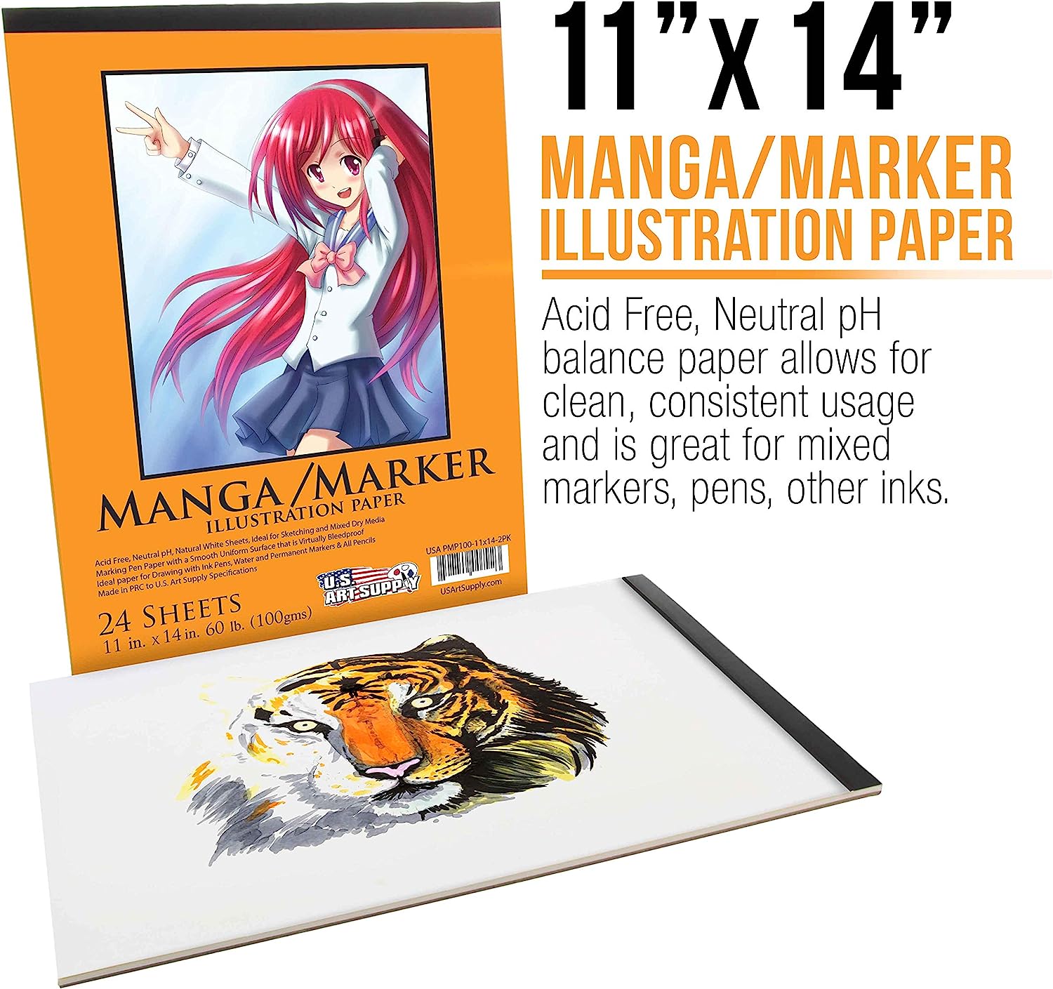 U.S. Art Supply 9" x 12" Premium Manga-Marker Paper Pad, 60 Pound (100gsm), Pad of 24-Sheets (Pack of 2 Pads) - Image 2